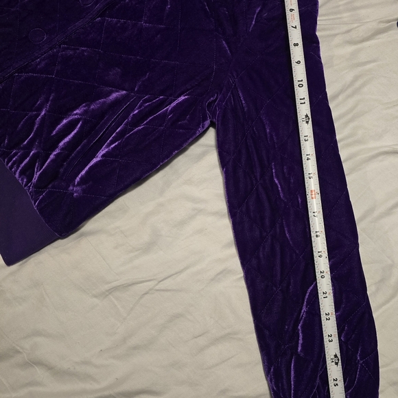 7 For All Man Kind Purple Velvet Look Quilted Bomber Jacket NWOT - Picture 9 of 10